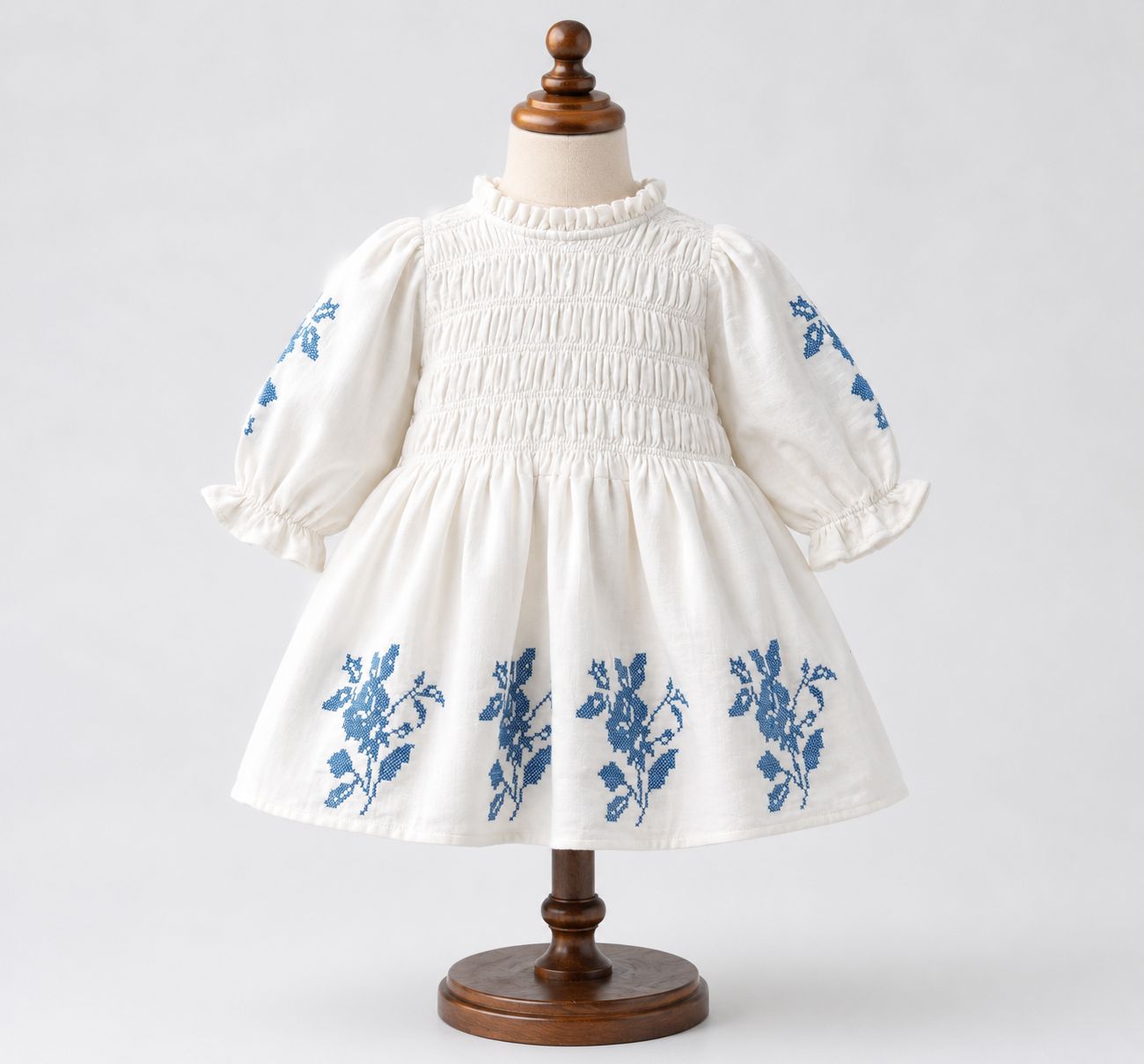 White Cotton Embroidered Frock