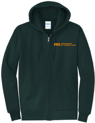 MN Correction Green Zip Up Hooded Sweatshirt