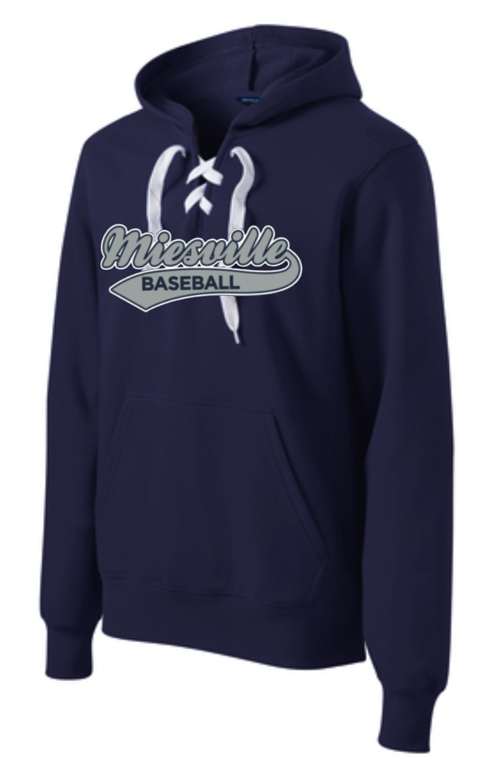 Miesville Baseball Fan Hockey Laced Hooded Sweatshirt