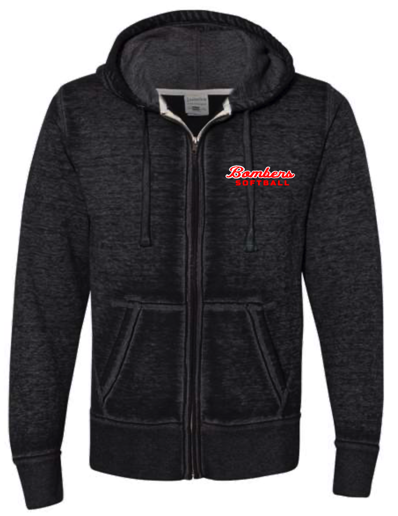 Bombers Softball Vintage Zip Up Hoodie