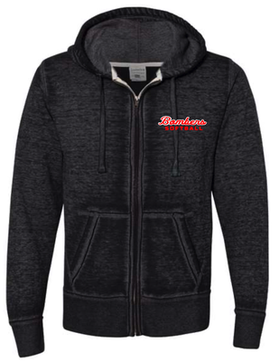 Bombers Softball Vintage Zip Up Hoodie