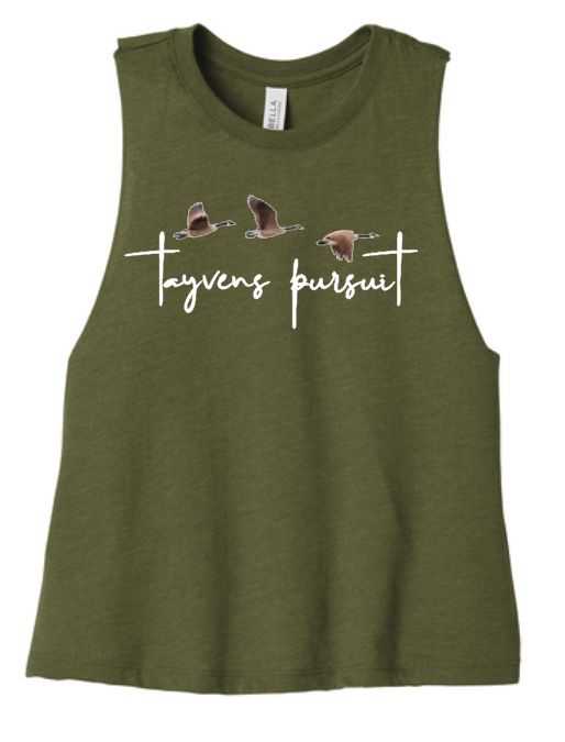Heather Olive- Bella&amp;Canvas Crop Tank - Duck Print