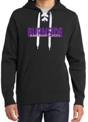 Black Hockey Lace Hooded Sweatshirt