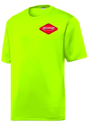 Neon Yellow Sport Tek Tee - Small Chest Logo - Shop &amp; Repair