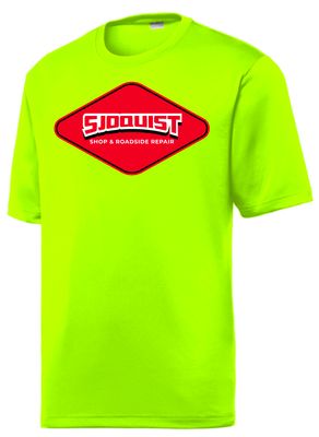 Neon Yellow Sport Tek Tee - Big Chest Logo - Shop &amp; Repair