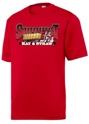 Red Sport Tek Tee - Big Chest Logo - Hay &amp; Straw