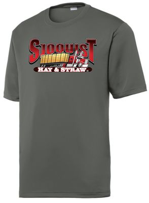 Dark Smoke Grey Sport Tek Tee - Big Chest Logo - Hay &amp; Straw