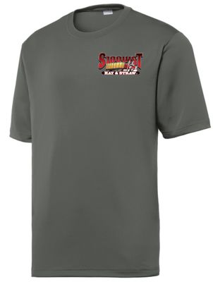 Dark Smoke Grey Sport Tek Tee - Small Chest Logo - Hay &amp; Straw
