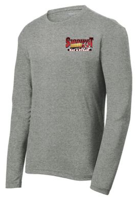 Grey Heather Sport Tek Long Sleeve Tee - Small Chest Logo - Hay &amp; Straw