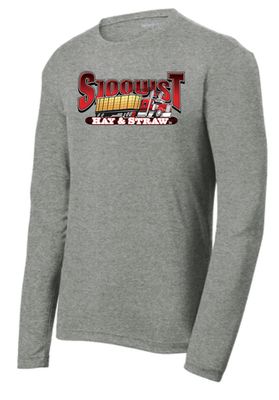 Grey Heather Sport Tek Long Sleeve Tee - Big Chest Logo - Hay &amp; Straw