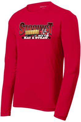 Red Sport Tek Long Sleeve Tee - Big Chest Logo - Hay &amp; Straw