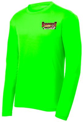Neon Green Sport Tek Long Sleeve Tee - Small Chest Logo - Hay &amp; Straw