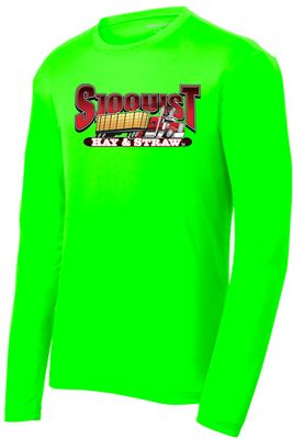 Neon Green Sport Tek Long Sleeve Tee - Big Chest Logo - Hay &amp; Straw