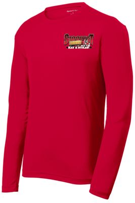 Red Sport Tek Long Sleeve Tee - Small Chest Logo - Hay &amp; Straw