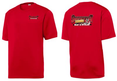 Red Sport Tek Tee - Small Enterprises/Big Hay &amp; Straw