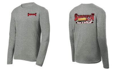 Grey Heather Sport Tek Long Sleeve Tee - Small Enterprises/Big Hay &amp; Straw