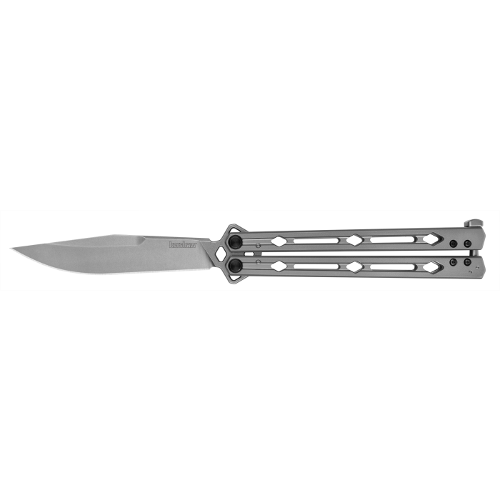 Kershaw Lucha 4.5&quot; Balisong / Stainless Steel Handles / Stonewash Sandvik 14C28N
