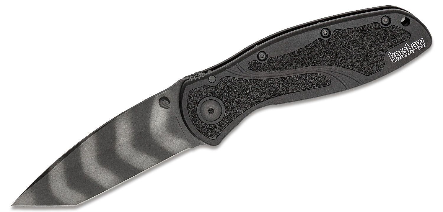 Kershaw Blur 3.375&quot; Assisted Open / Black Aluminum / Tiger Stripe Tanto CTS-BDZ1