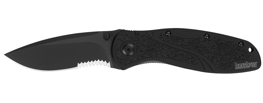 Kershaw Blur 3.375&quot; Partially Serrated Assisted Liner Lock / Black Aluminum / Black 14C28N