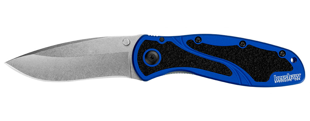 Kershaw Blur 3.375&quot; Assisted Opening Blade / Navy Blue Aluminum / Stonewash 14C28N