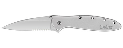 Kershaw Leek 3" Assisted Opening Knife, Bead Blasted / Partially Serrated