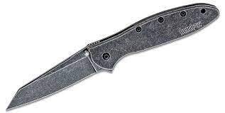 Kershaw Random Leek 3&quot; Reverse Tanto Assisted Open / Blackwash Stainless Steel / Blackwash 14C28N