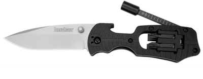 Kershaw Select Fire 3.375" Liner Lock &amp; Multi-Tool / Black GFN / Bead Blast Stainless Steel