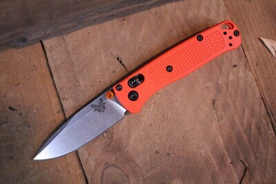 Benchmade Mini Bugout 2.82&quot; AXIS Lock Knife / Hunter Orange Grivory / Satin CPM-S30V