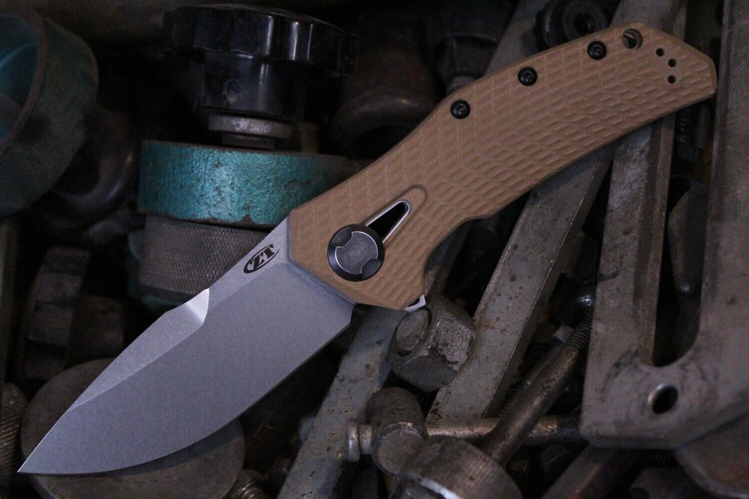 Zero Tolerance 0308 3.75&quot; Frame Lock Knife / Coyote G10 &amp; Titanium / Stonewash 20CV