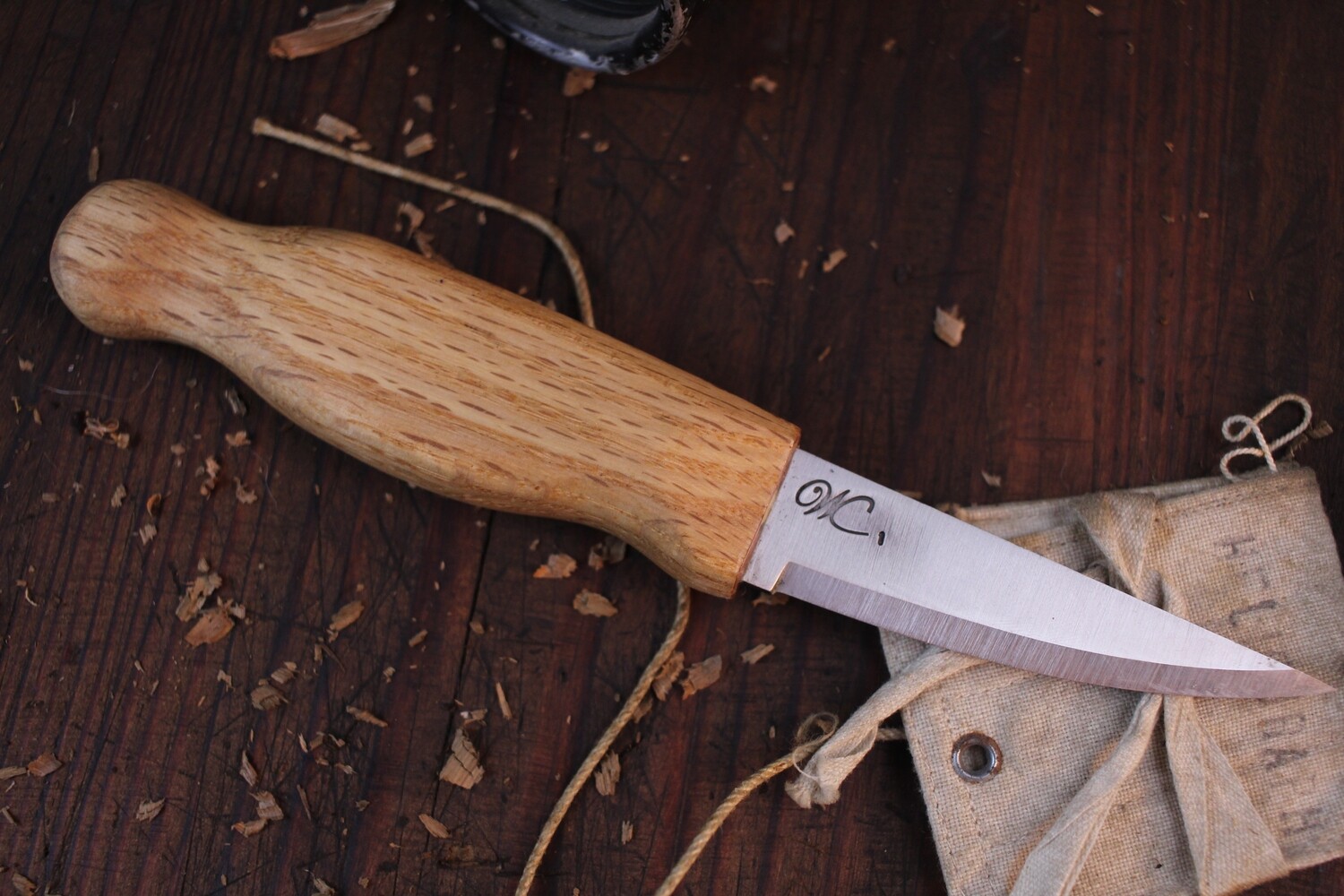 William Collins Carver 3.25" Stick Tang Knife / Red Oak/ Satin 01