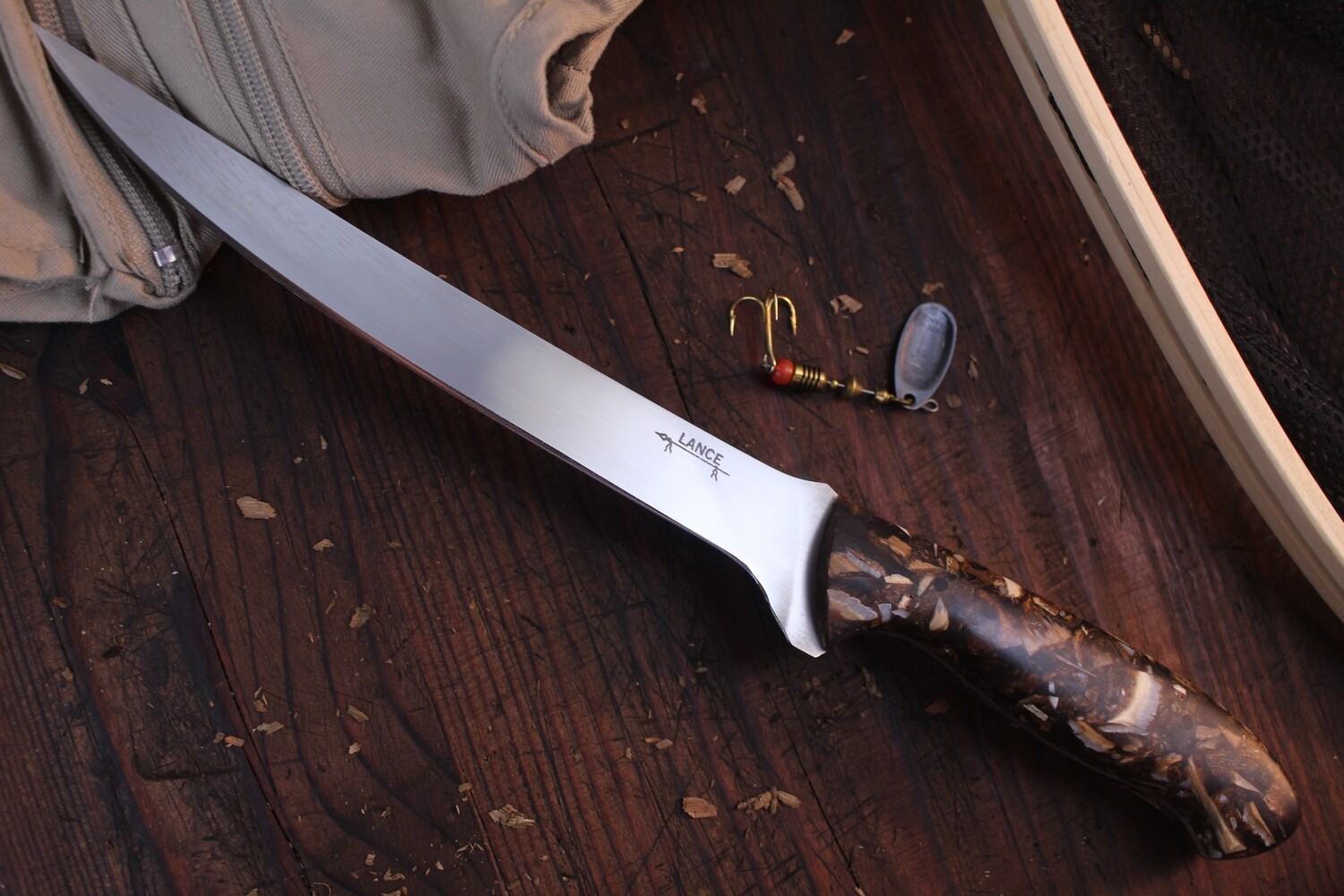 Lance Knives 8&quot; Fillet Knife / Mammoth Ivory &amp; Tooth In Resin / Satin Nitro V