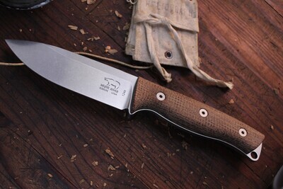 White River Knives Ursus 45 4.5" Fixed Blade Knife /Natural Burlap Micarta / Stonewashed S35VN