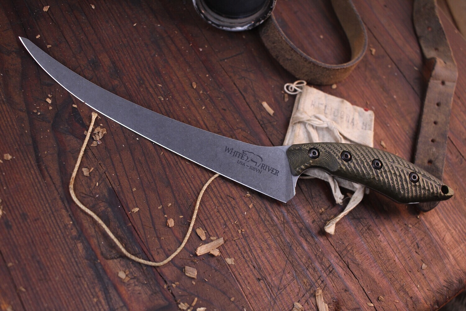 White River Knives Step Up 8" Fillet Knife / Maple &amp; Black Richlite / Stonewashed CPM-S35VN