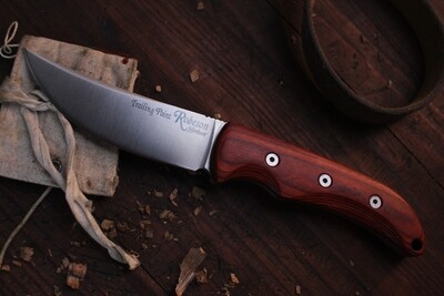 Ontario Robeson Drop Point Point Heirloom Hunter 4.19" Fixed Blade Knife, Satin D2 / Wood Scales