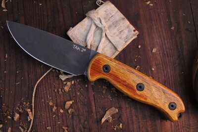 Ontario TAK 2 4.2" Fixed Blade Knife, Hardwood Scales / Coated 1095