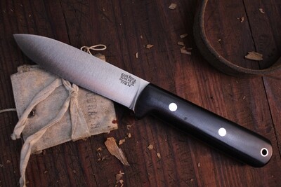 Bark River Mini Kephart 3.63" Fixed Blade Knife / Black Canvas Micarta / Satin 3V