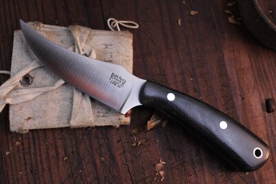 Bark River Fingerling 3.25"  Fixed Blade Knife / Black Canvas Micarta / Satin CPM 3V