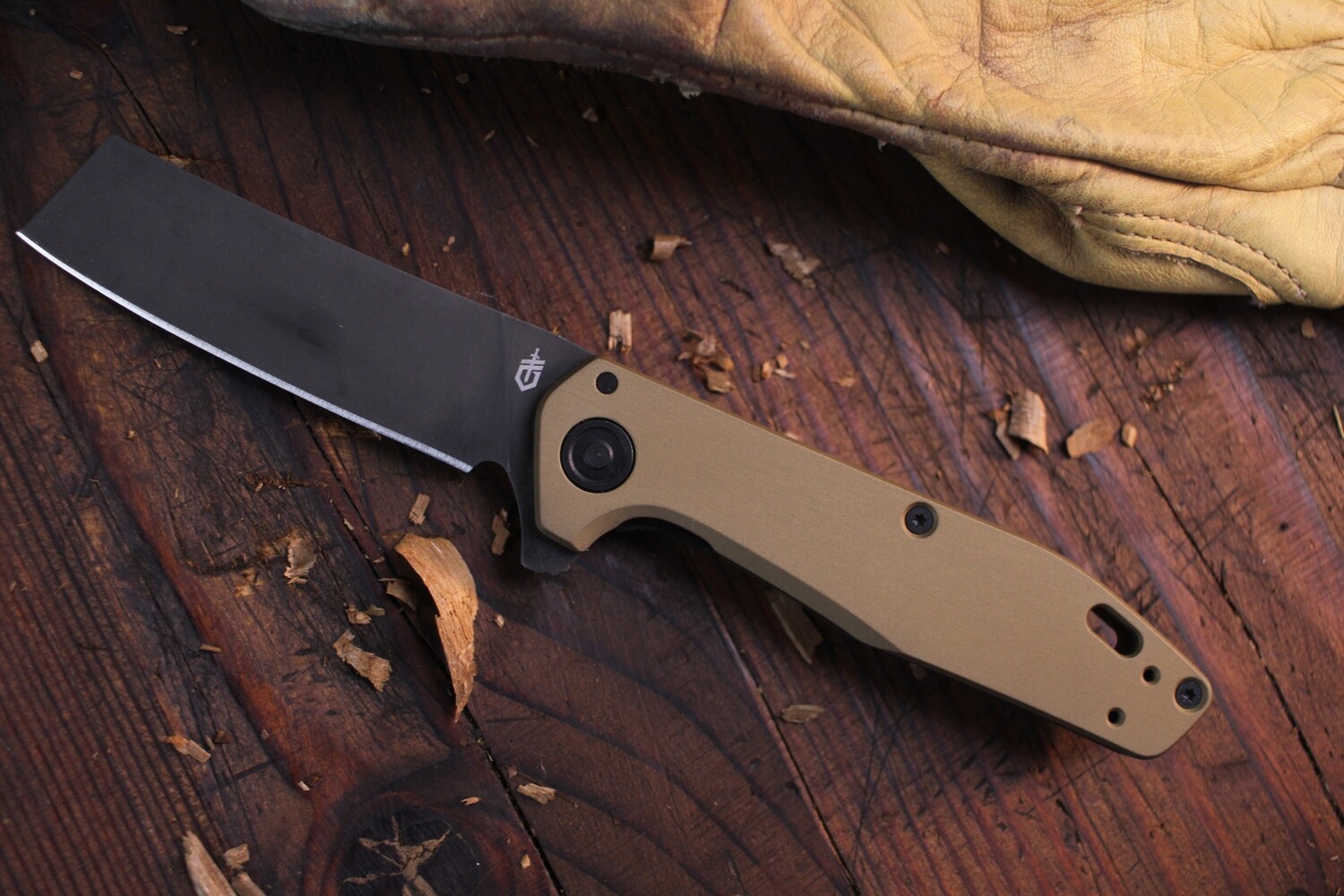 Gerber Fastball 3&quot; Framelock Flipper / Tan Anodized Aluminum / Black 20CV Cleaver