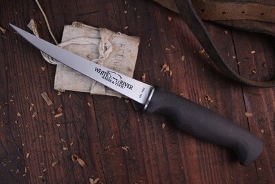 White River Knives 6" Traditional Fillet Knife, Black Canvas Micarta / 440C
