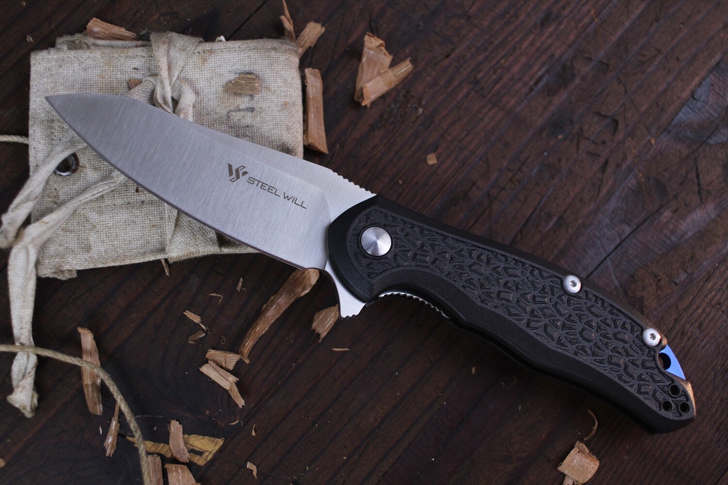Steel Will Modus F25-11 3.25&quot; Liner Lock Flipper /  Black FRN / Satin D2