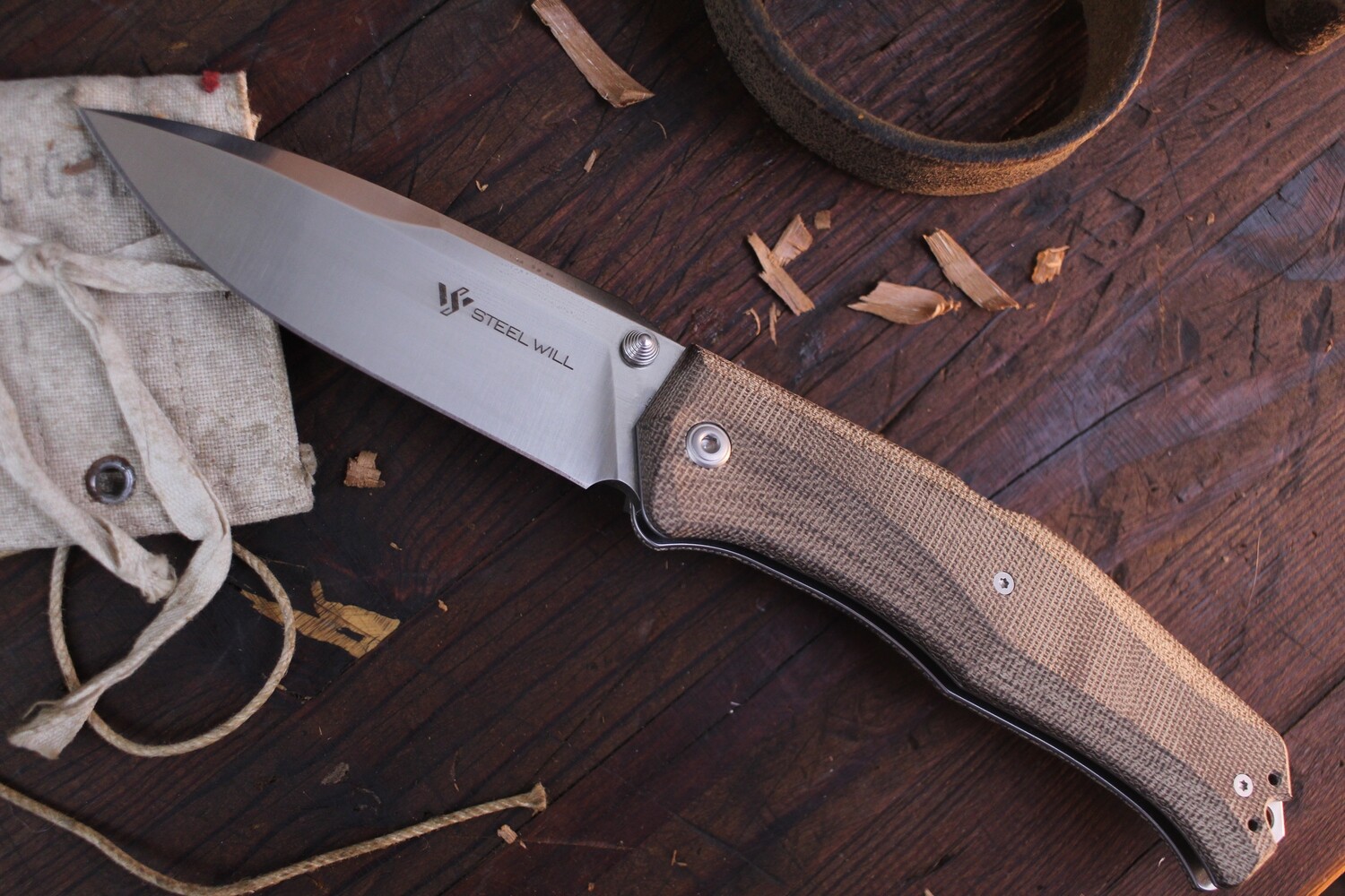Steel Will Knives Gekko 3.875" Lockback Folder / Tan Canvas Micarta / Satin N690
