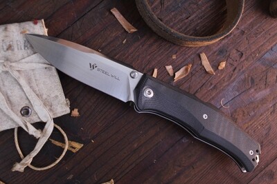 Steel Will Knives Gekko Mini 3.5" Lockback Folder / Black G-10 / Satin N690