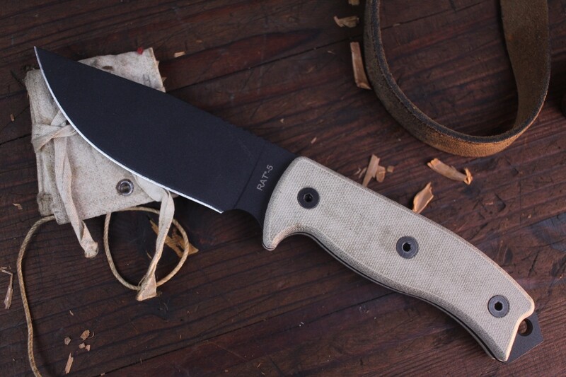 Ontario Rat 5 5&quot; Fixed Blade Knife / Tan Micarta  / Coated 1095