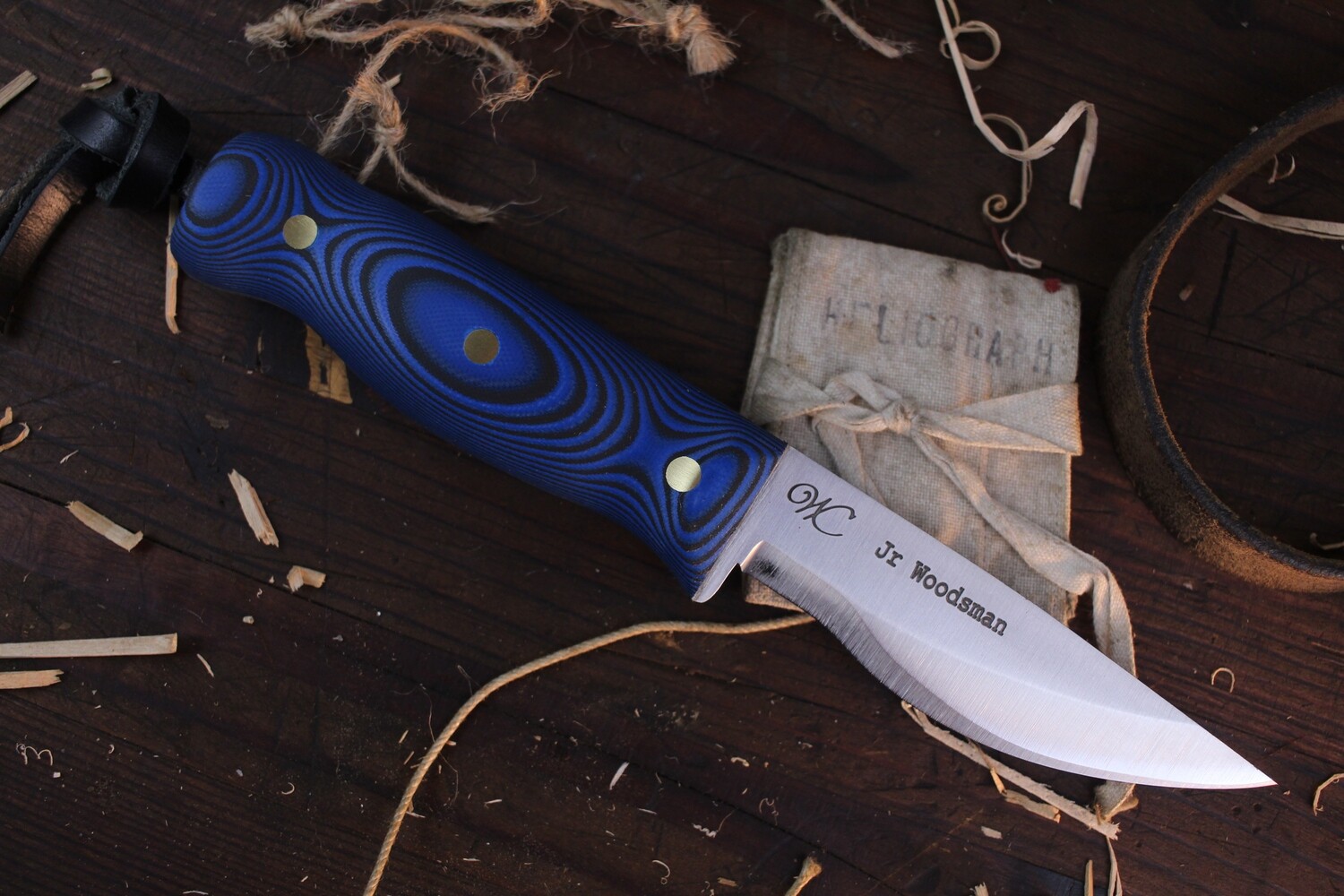 William Collins Jr. Woodsman 4.25&quot; Fixed Blade / Blue Suretouch™ / Satin Nitro V