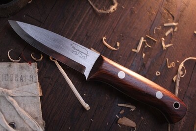 Wood Bear Knives Nordic Bear MK1 4” Drop Point / Rosewood / Satin O1