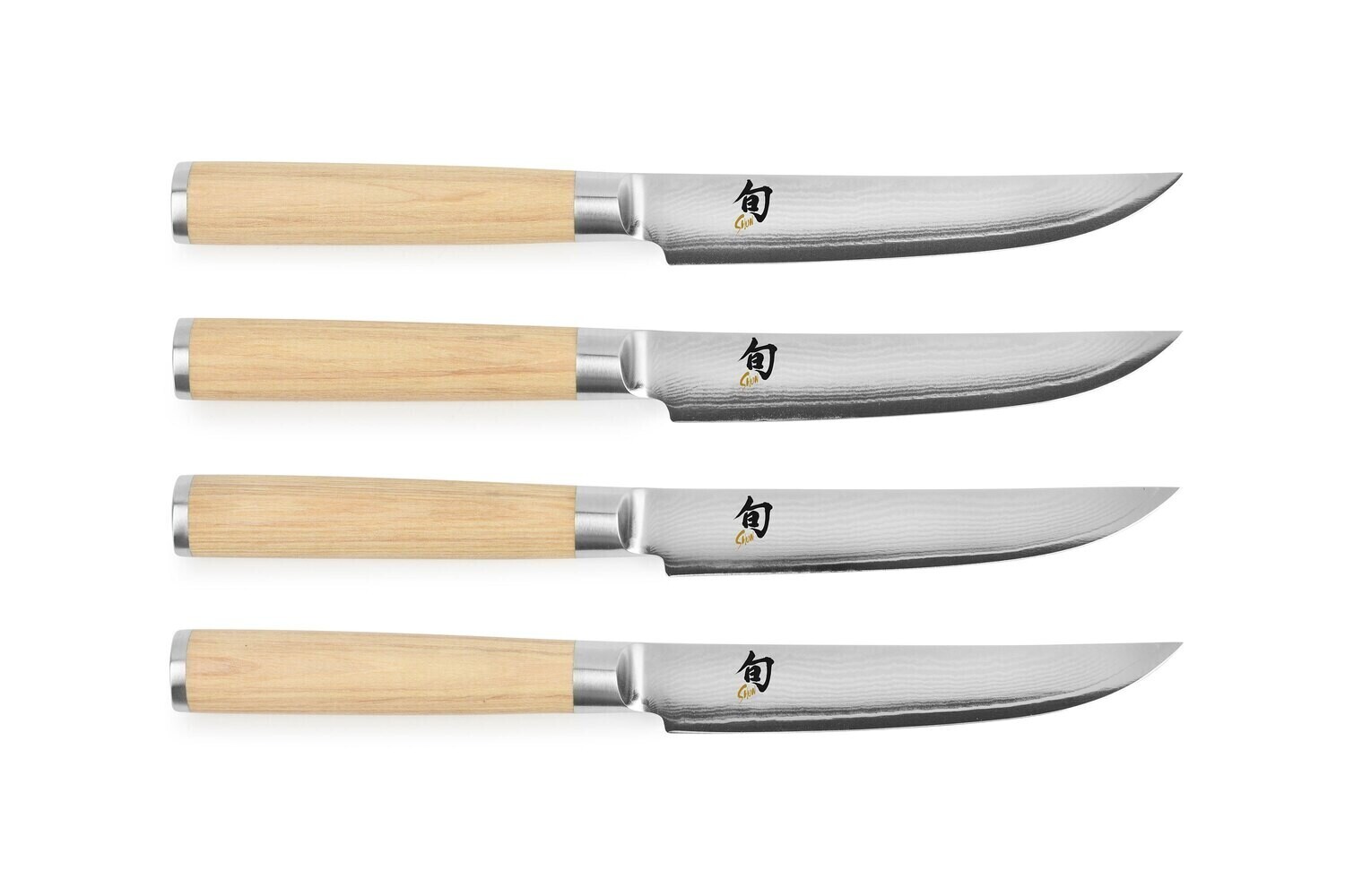 Shun Classic Blonde 4-Piece Steak Knife Set / Blonde Pakka / Damascus VG-MAX Shun Classic Blonde 4-Piece Steak Knife Set / Blonde Pakka / Damascus VG-MAX