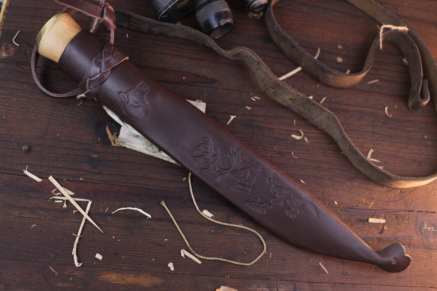 Helle Lappland 8.42&quot; Baby Machete / Curl Birch &amp; Brass Guard / Polished 12C27