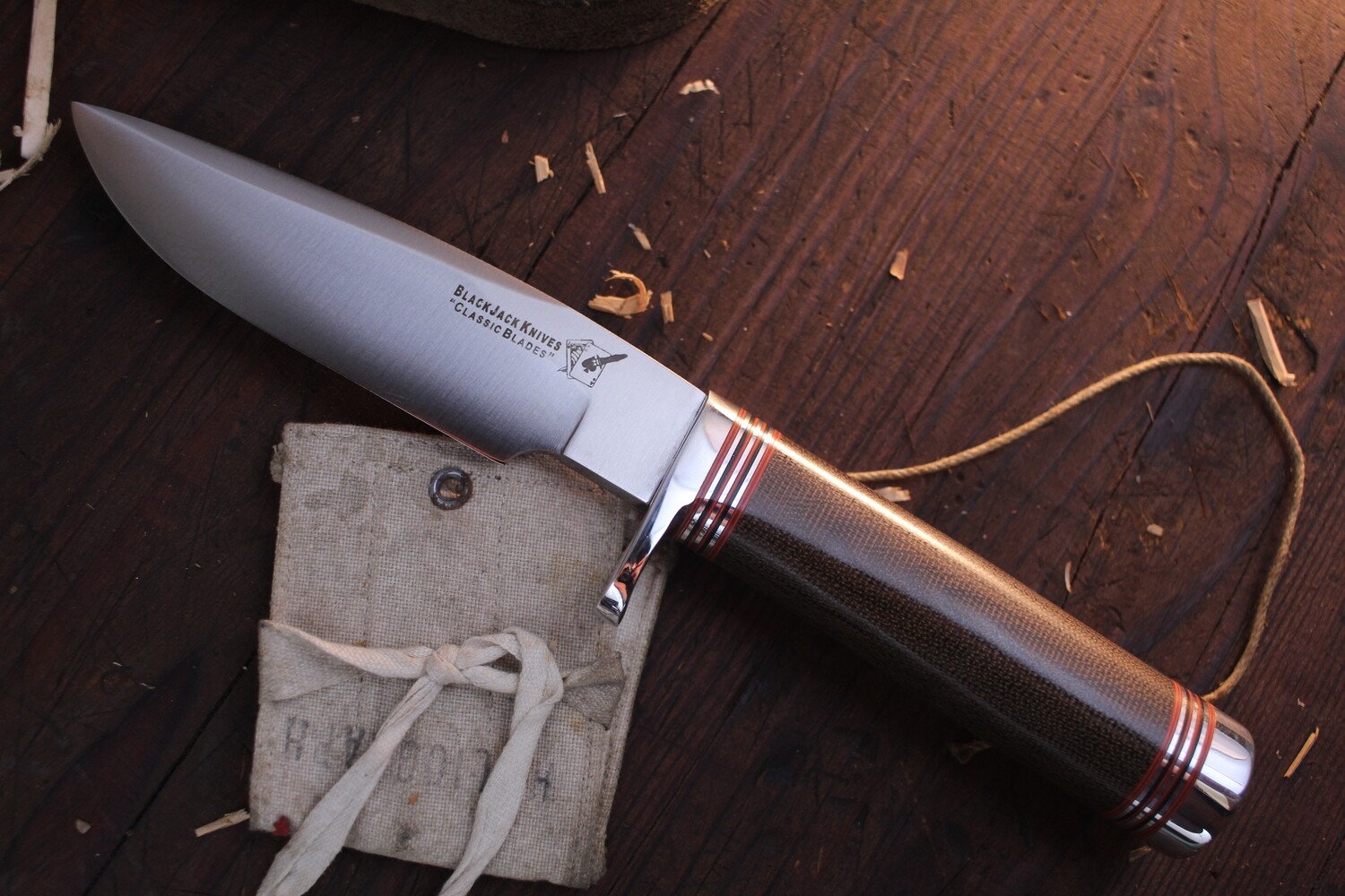 BlackJack Knives Model 125 5" Fixed Blade / Green Canvas Micarta