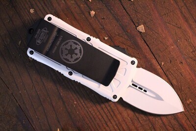 Microtech Signature Series Exocet 1.98" OTF Automatic / White Aluminum & Empire Themed Hardware / White
