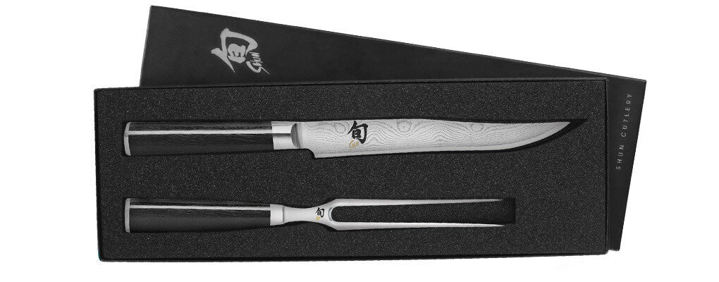 Shun Classic 2pc Carving Set / Black Pakkawood / Damascus VG-MAX